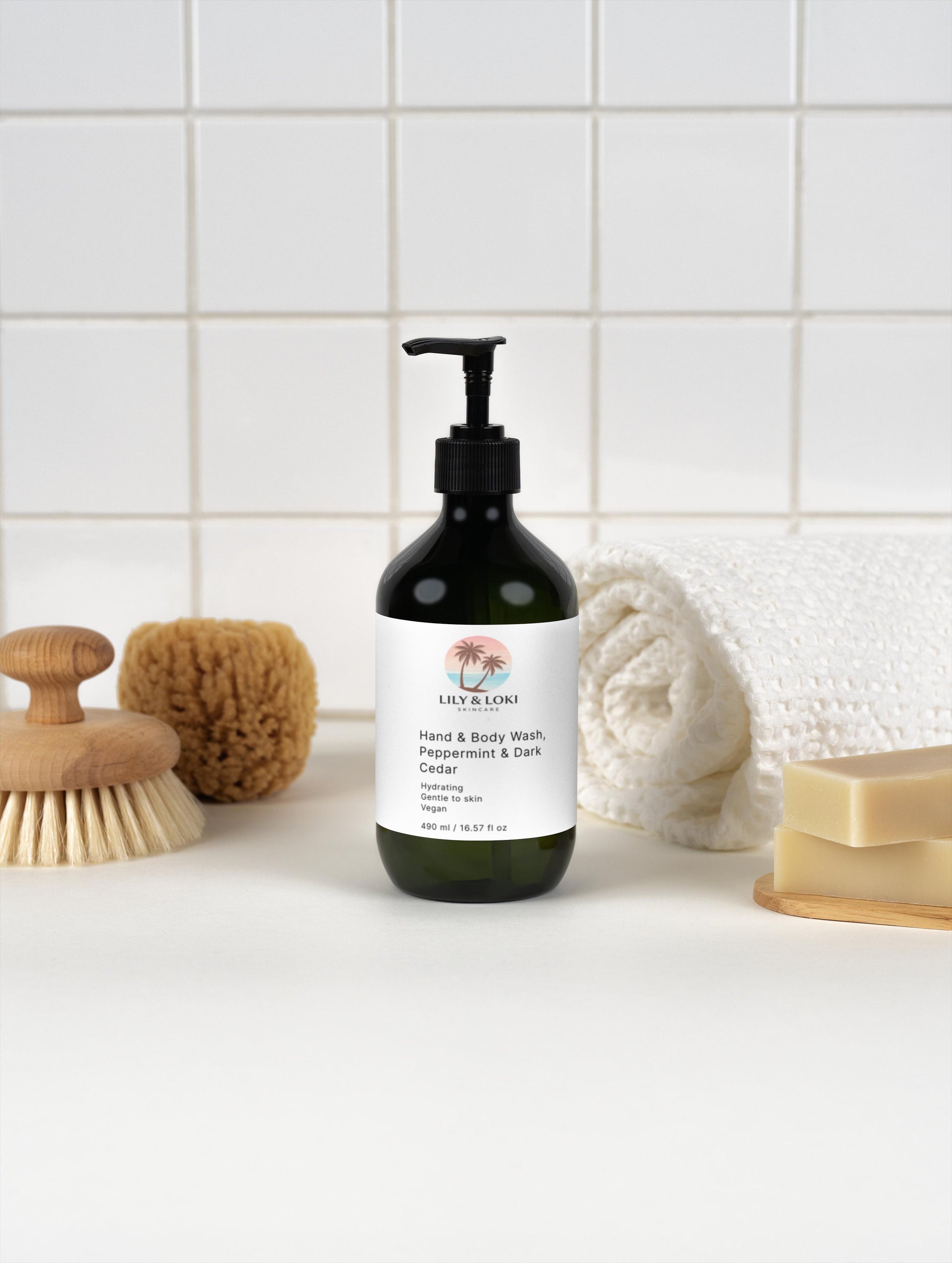 Hand & Body Wash, Peppermint & Dark Cedar